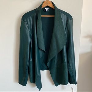 NWT Dressbarn Drapey Faux Leather Green Jacket 2X